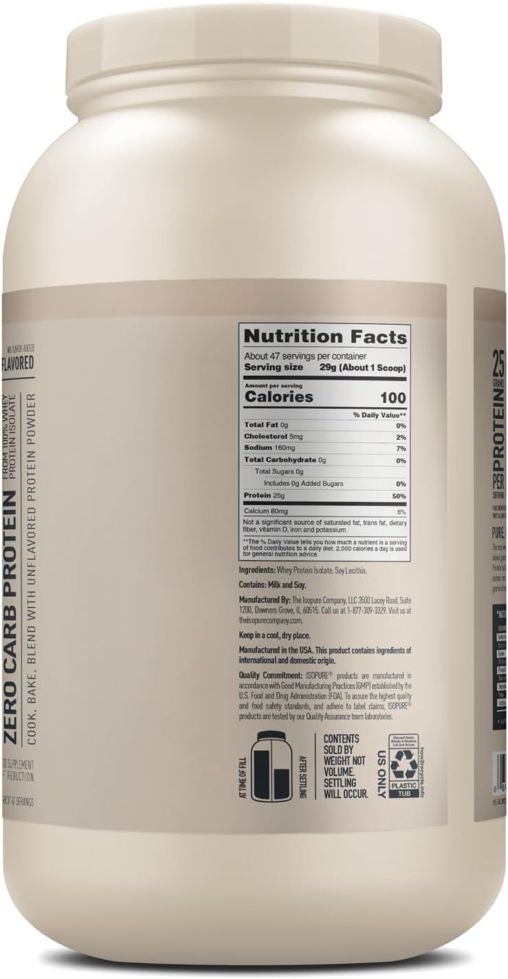 Isopure Unflavored Protein, 25g Whey Isolate, Zero Carb & Keto Friendly, 47 Servings Isopure buy supplements canada