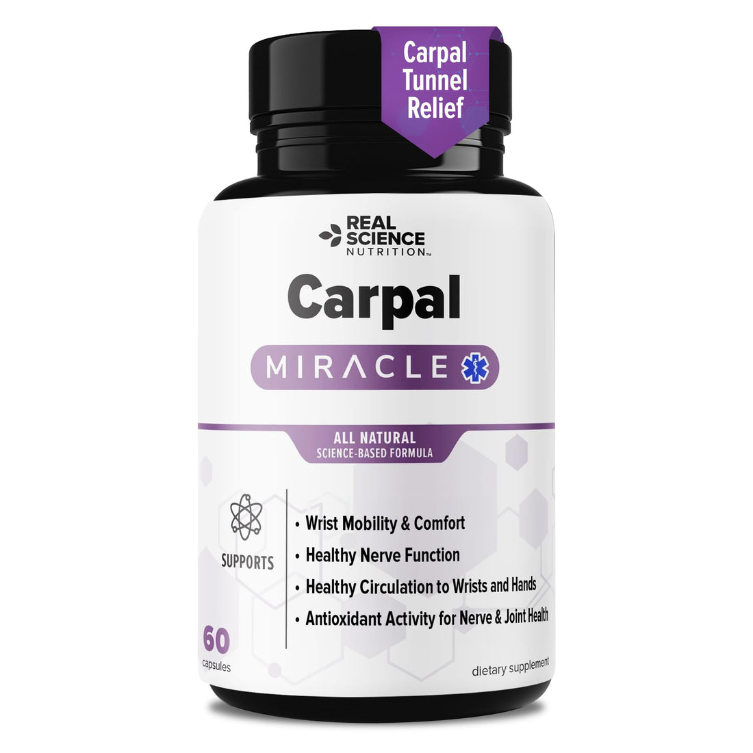 Real Science Carpal Miracle – All Natural Carpal Tunnel Relief & Wrist Support Supplement with Vitamins B6, B12, C, D, K + GABA – Hand & Nerve Comfort – Made in USA, 60 Caps Real Science Nutrition buy supplements canada