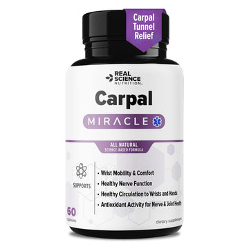 Real Science Carpal Miracle – All Natural Carpal Tunnel Relief & Wrist Support Supplement with Vitamins B6, B12, C, D, K + GABA – Hand & Nerve Comfort – Made in USA, 60 Caps Real Science Nutrition buy supplements canada