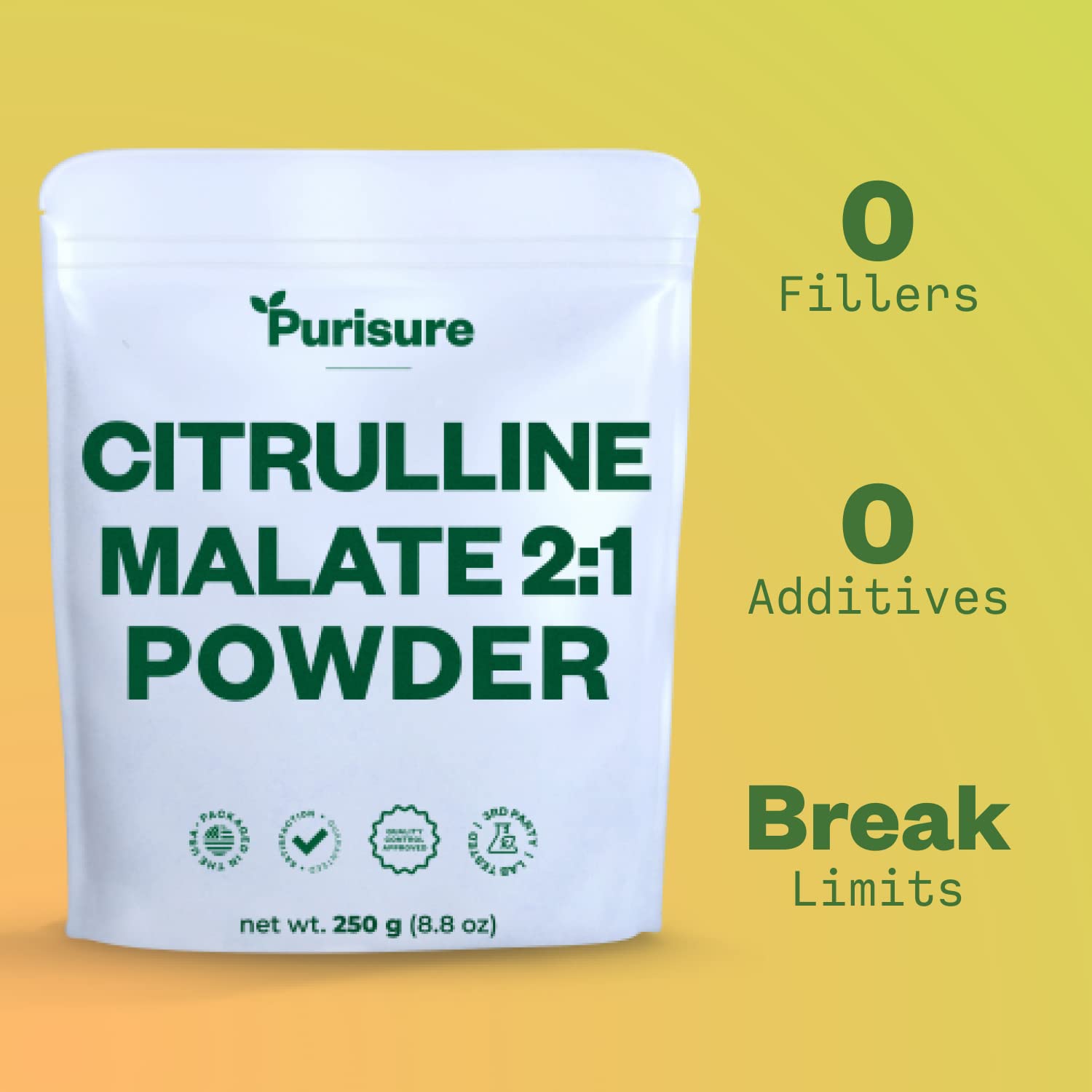 Purisure L-Ctrulline Powder 250g, Premium Citrulline 2:1 Malate Supplement for Strength Purisure buy supplements canada