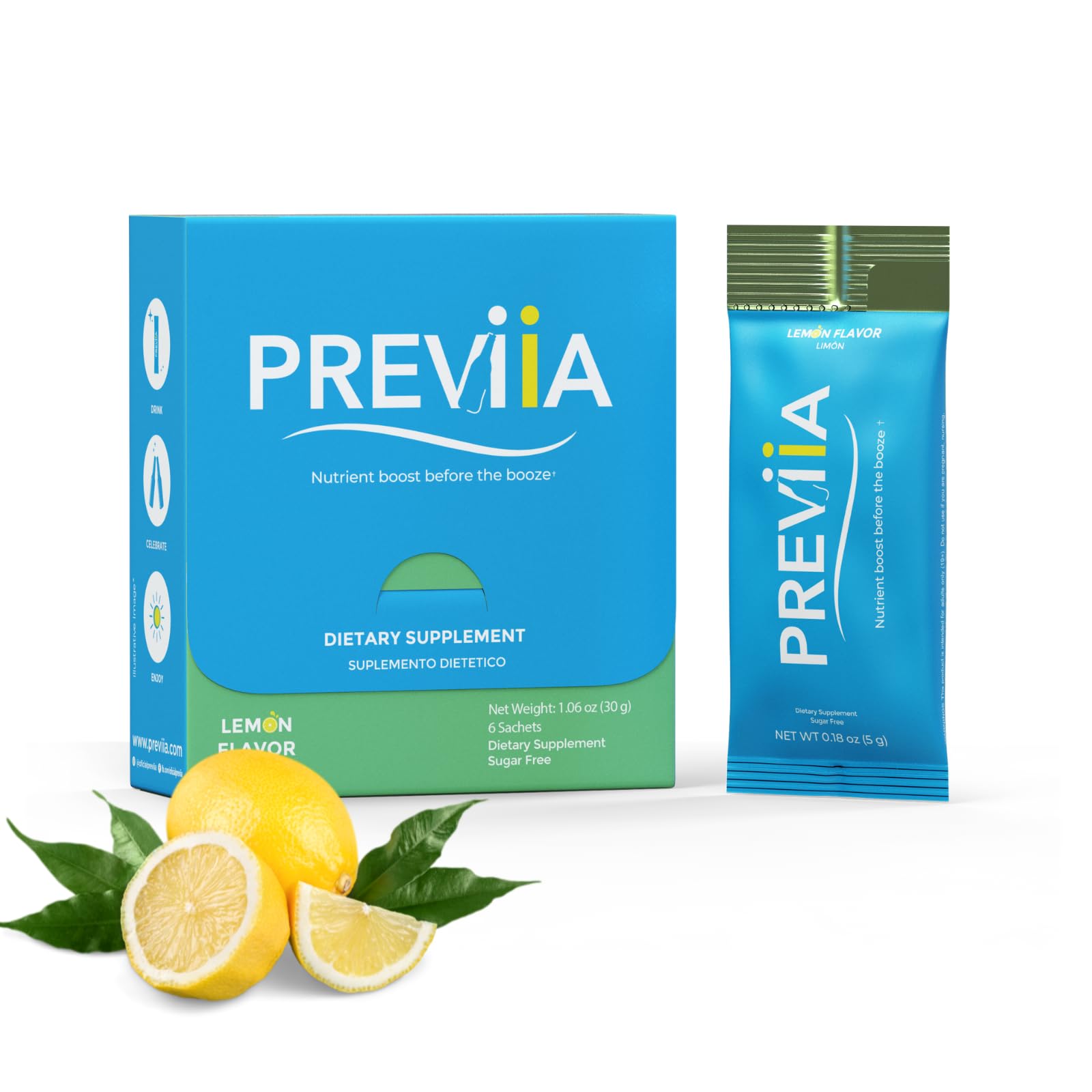 Previia – Pre-Drink Supplement | Nutrients Before Social Drinking | Cysteine, Choline, B-Complex, Magnesium, VIT C | Lemon Flavor | Soluble Drink | 6 Doses | Feel Better After Drinking Previia buy supplements canada