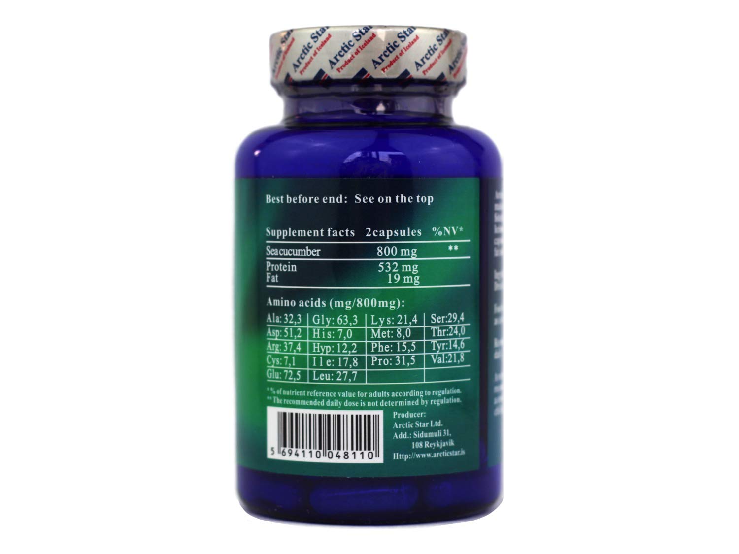 Arctic Star - Sea Cucumber Capsules - Natural Pure Iceland Atlantic Wild Caught Sea Cucumber Extract Supplement Pills - Joint Health t & Immune Health 400mg 80 Capsules/Bottle Arctic Star buy supplements canada
