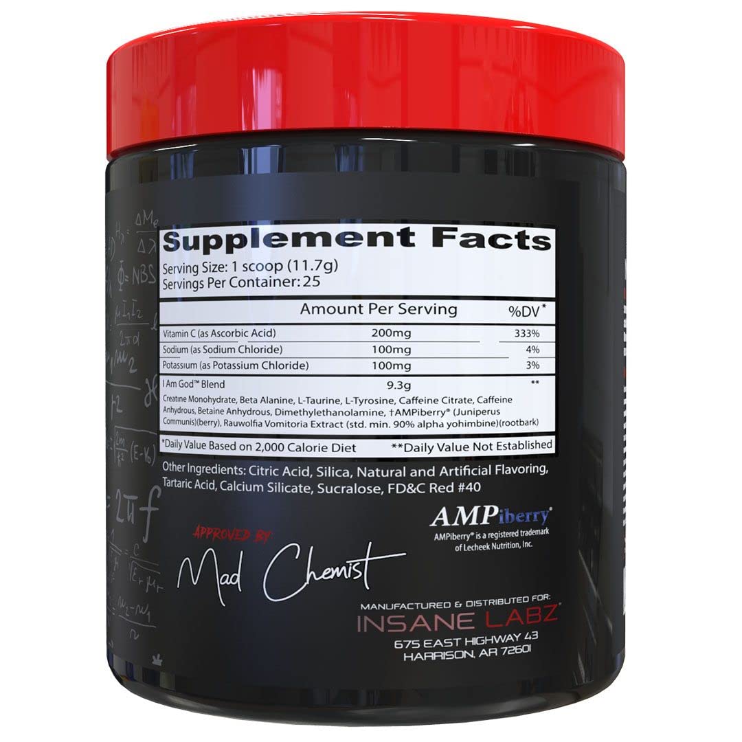Insane Labz I am God Pre Workout, High Stim Pre Workout Powder Loaded with Creatine Insane Labz buy supplements canada