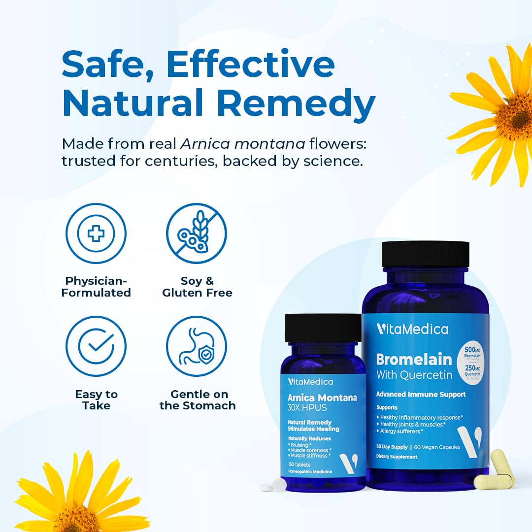 VitaMedica | Arnica Montana 30X and Bromelain with Quercetin Bundle | Arnica Montana | Bromelain | Quercetin | Recovery Bundle | Plant Based | Made in USA VitaMedica buy supplements canada