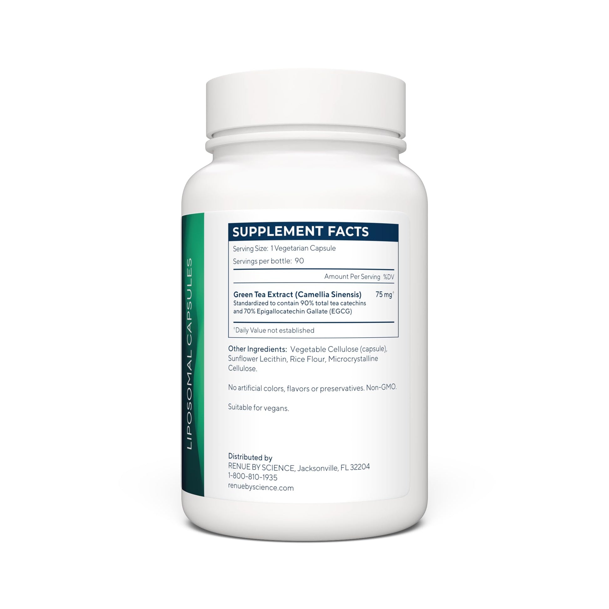Renue By Science Green Tea Extract | High Strength Liposomal Supplement | 90 Capsules - 75mg Green Tea per Serving | Non-GMO | Made in The USA & Third-Party Tested Renue By Science buy supplements canada