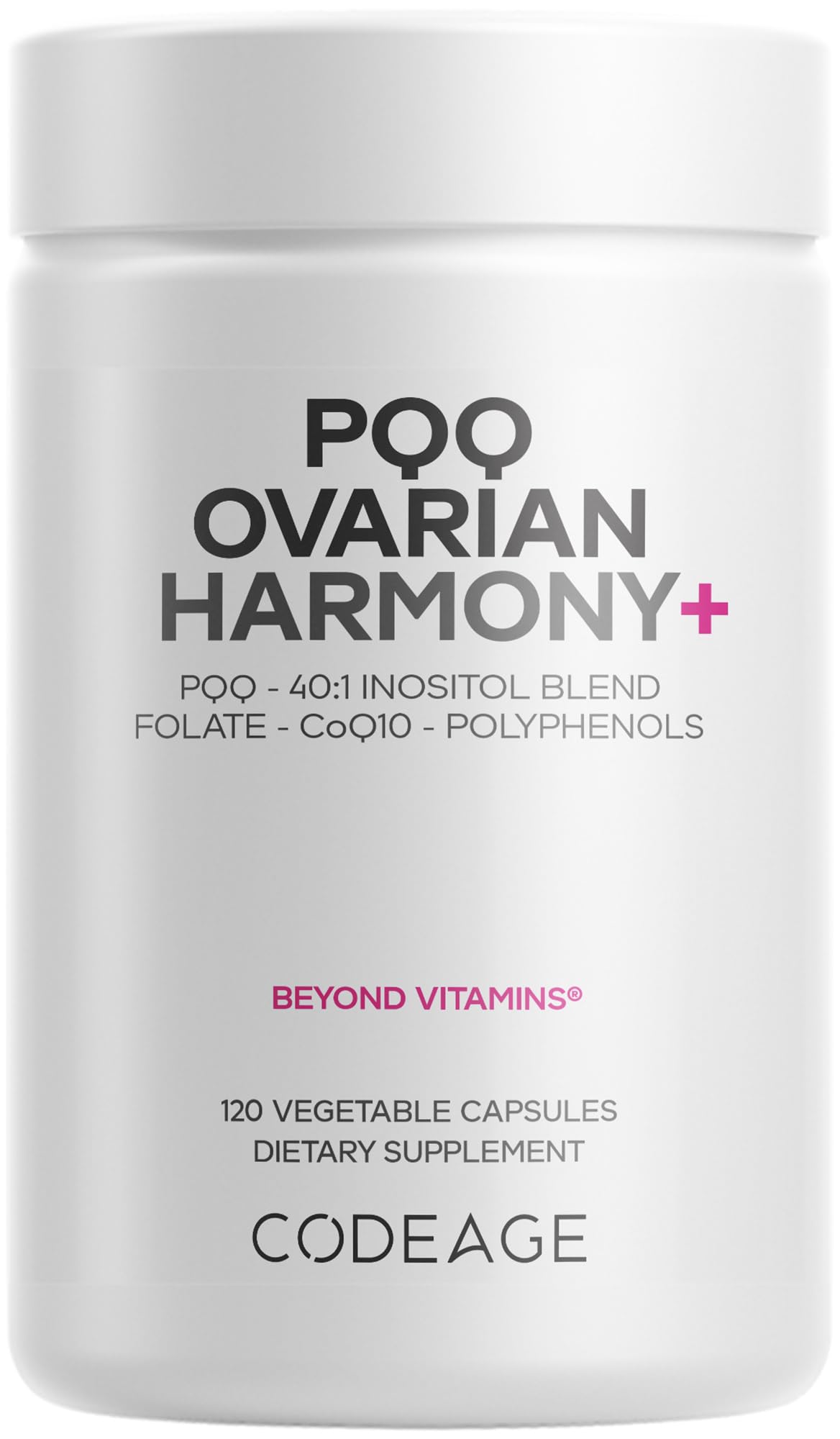 Codeage PQQ Ovarian Harmony+ Supplement - PQQ (Pyrroloquinoline Quinone), Myo-Inositol & D-Chiro-Inositol 40:1 Blend, Folate 5-MTHF, CoQ10, Wild Blueberry - Liposomal Delivery - Non-GMO - 120 Capsules Codeage buy supplements canada