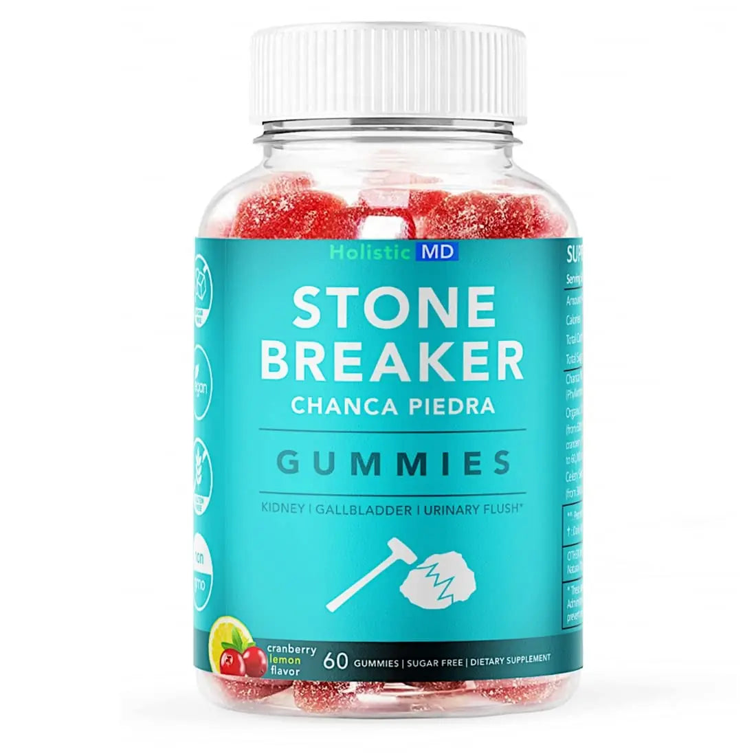 Holistic MD Stone Breaker Chanca Piedra 1,500mg Gummies Kidney Stones Cleanse Gallbladder Formula | Plus Cranberry Extract Might Help Urinary Tract Flush Impurities | Fast Absorption Sugar Free 60ct Holistic MD buy supplements canada