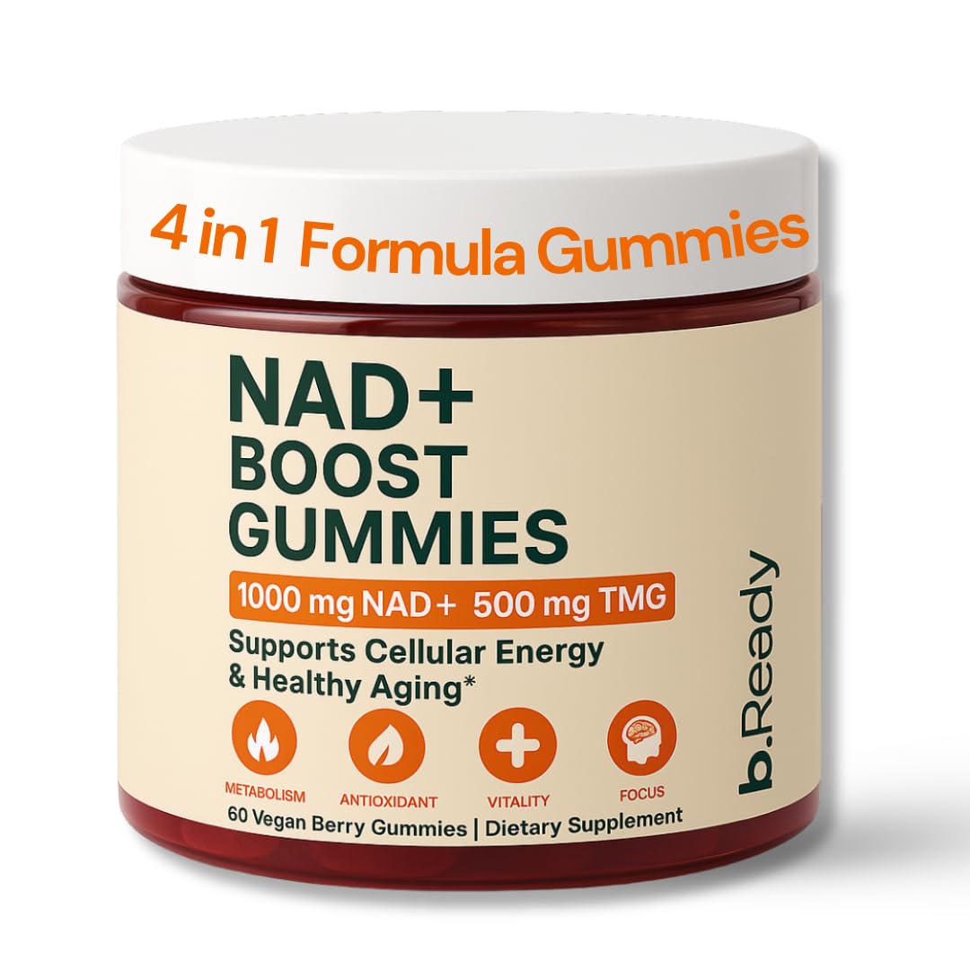 b.Ready NAD+ Gummies, Premium 1000 mg NAD Supplement with 500 mg TMG, Grape Seed & Black Pepper Extract – NAD+ for Healthy Aging, Cellular Energy & Antioxidant Support, Vegan, Sugar-Free, 60 Count b.Ready buy supplements canada
