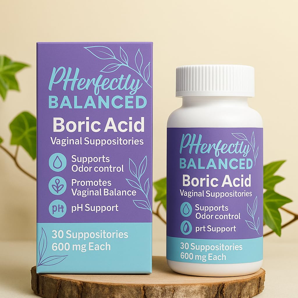 Pherfectly Balanced Boric Acid Vaginal Suppositories, 600mg, pH Support for Feminine Balance, Odor Control, 30 Count Pherfectly Balanced buy supplements canada