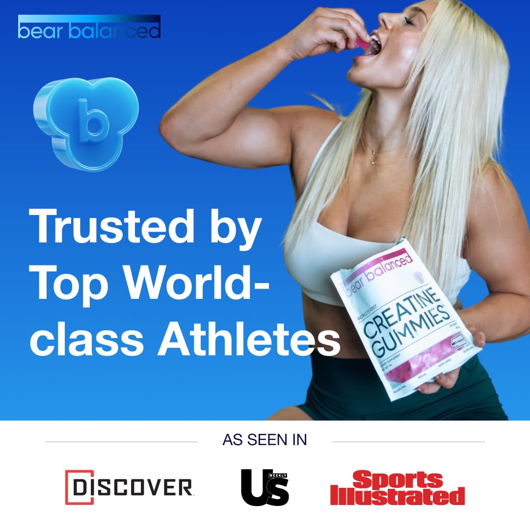Bear Balanced Creatine Gummies for Men & Women - Creapure® Creatine Monohydrate, L-Theanine, L-Tyrosine & B12 for Muscle Growth, Strength, Focus, Energy & Health Bear Balanced buy supplements canada
