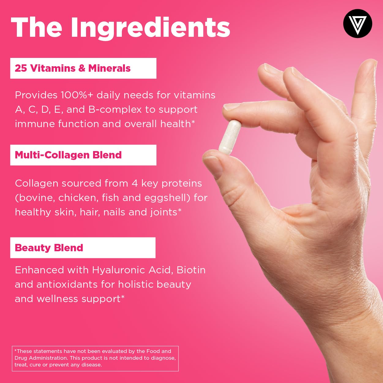 Vital Vitamins Women's Multivitamin Complex - Made with Multi-Collagen Blend, Hyaluronic Acid, & MSM - Beauty Multivitamins - with Vitamin A, C, E, B6, B12, D3-60 Capsules Vital Vitamins buy supplements canada