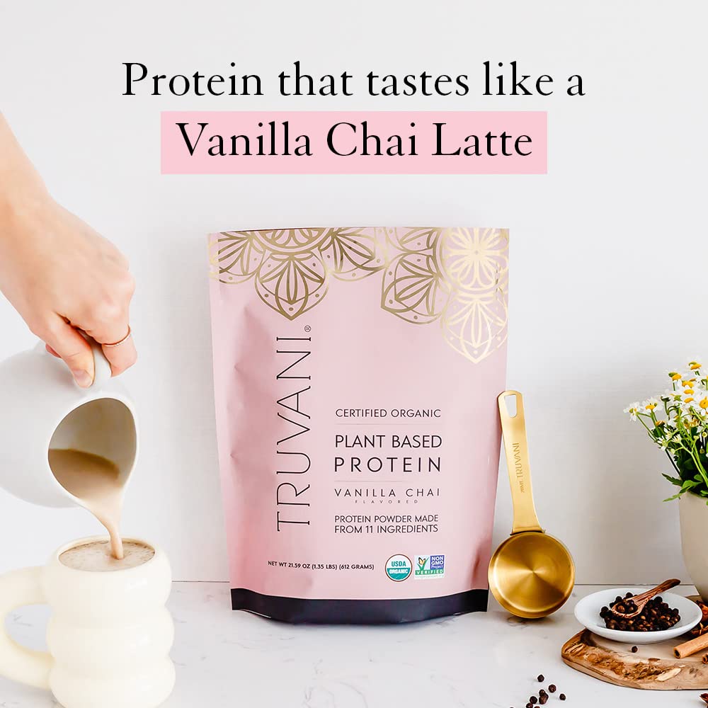 Truvani Organic Vegan Protein Powder Vanilla Chai - 20g of Plant Based Protein, Organic Truvani buy supplements canada