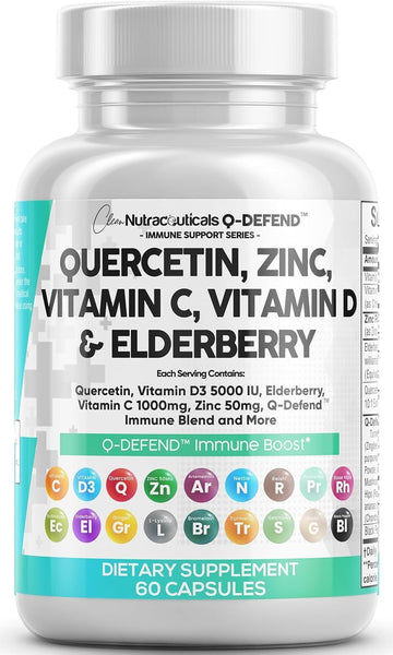 Q Defend Quercetin Supplement with Zinc Vitamin C Vitamin D Elderberry Turmeric Black Pepper Garlic Ginger Sea Moss Lysine Stinging Nettle Reishi Mushroom Immune Clean Nutraceuticals buy supplements canada