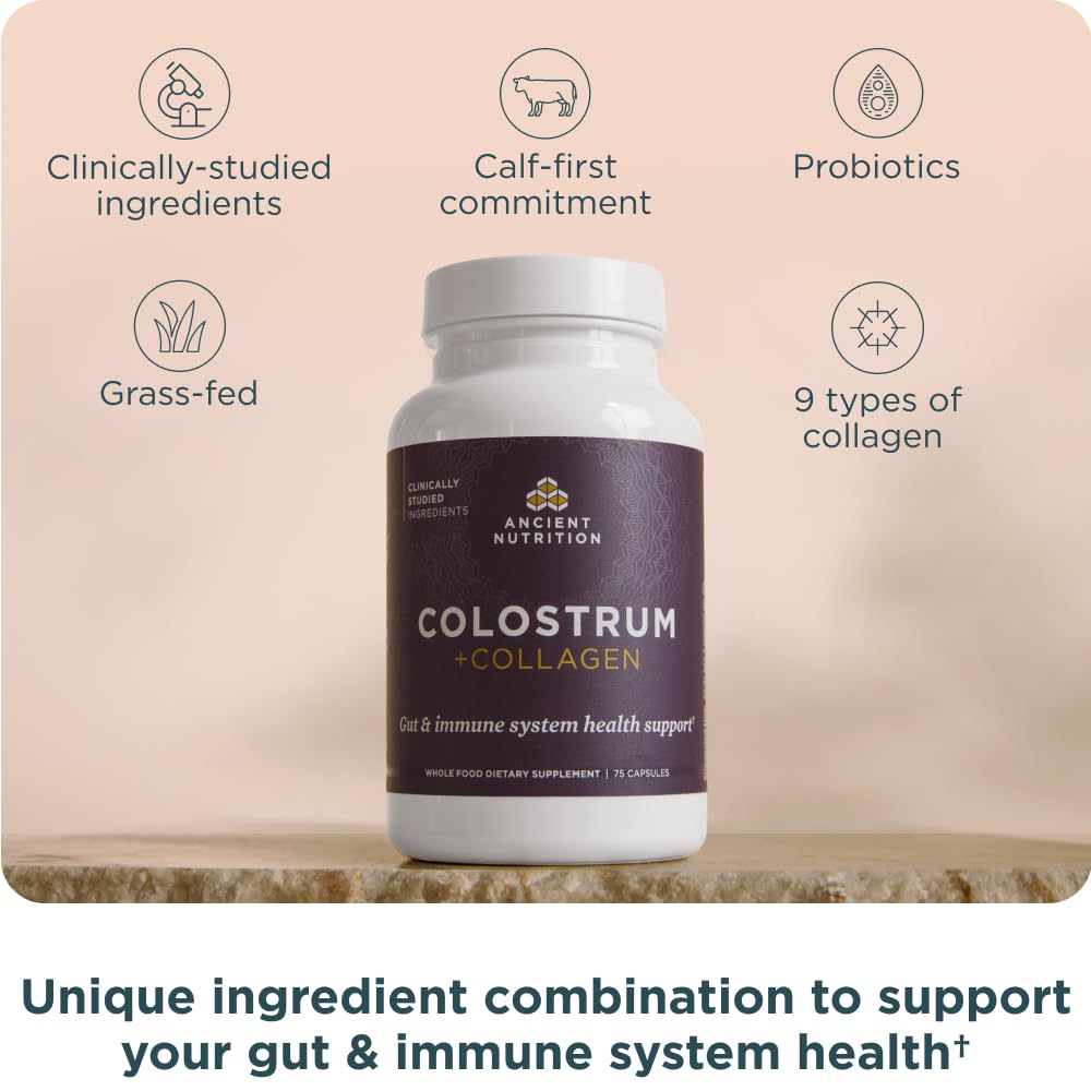 Ancient Nutrition Colostrum Superfood + Collagen, Grass Fed Bovine Colostrum, Fermented Eggshell Membrane Collagen, Supports Healthy Gut Ancient Nutrition buy supplements canada