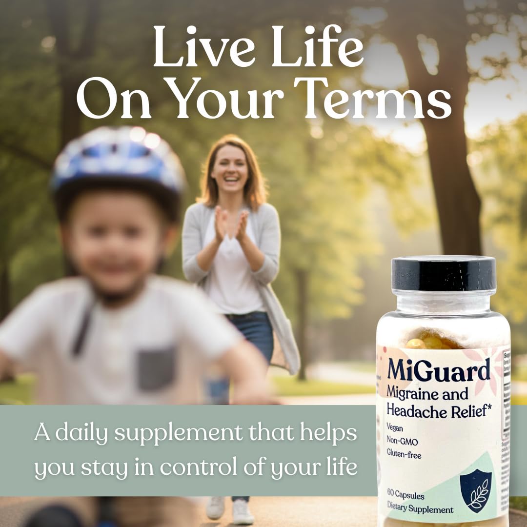 Headache and Migraine Relief Supplements - Drug Free Migraine Prevention Supplement - Natural Supplements for Migraine Headaches - Helps Reduce Frequency & Severity (60 Capsules) MIGUARD buy supplements canada