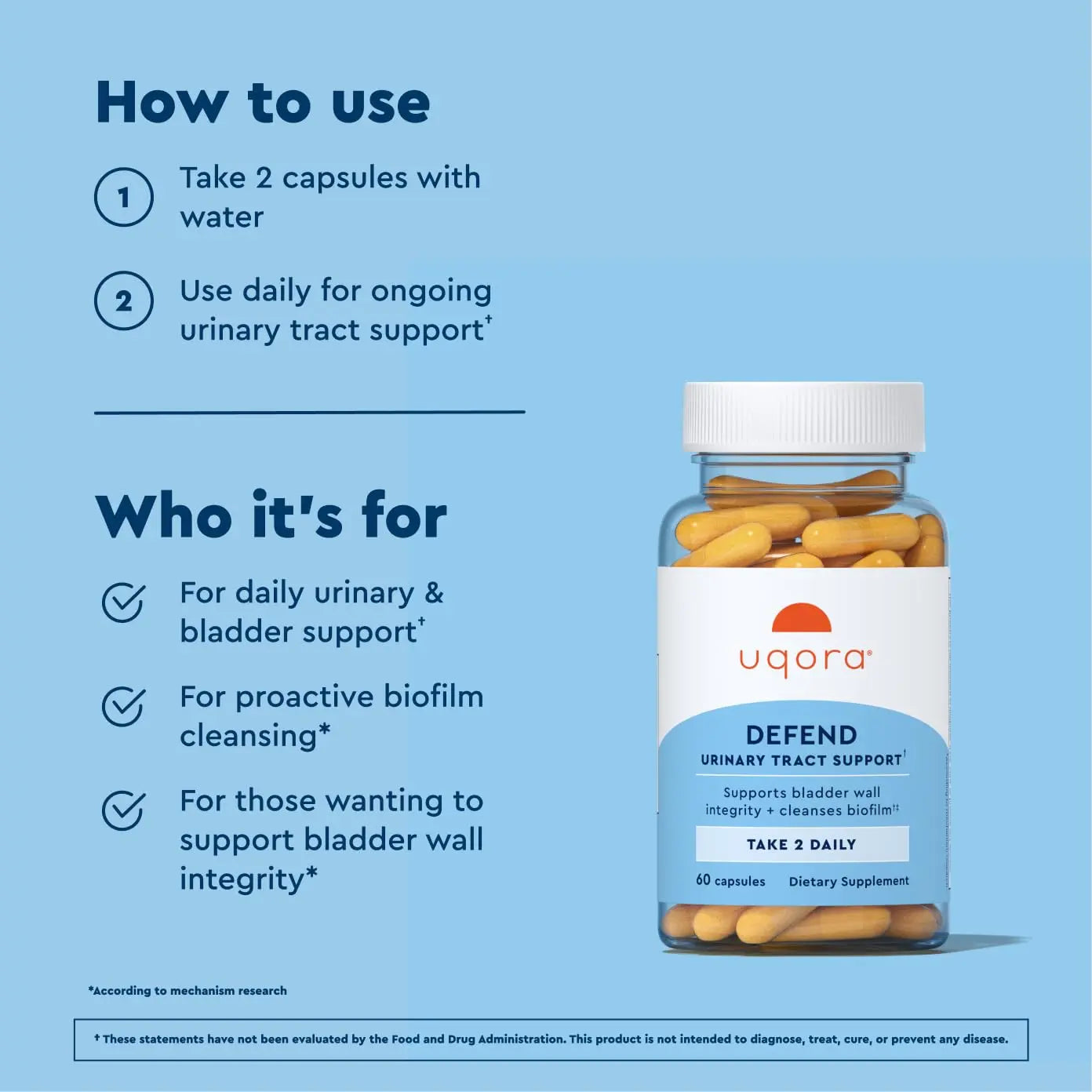 Uqora Defend - Urinary Tract Health Supplement - Support Bladder Health & Cleanse Biofilm* with D-Mannose, Green Tea Extract, Turmeric Extract & More - Gluten-Free - 60 Capsules (30-Day Supply) Uqora buy supplements canada