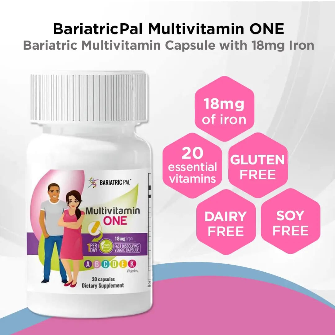 BariatricPal 30-Day Bariatric Vitamin Bundle Multivitamin ONE 1 per Day! Capsule with 18mg Iron Easy Swallow Calcium Citrate (600mg) BariatricPal buy supplements canada