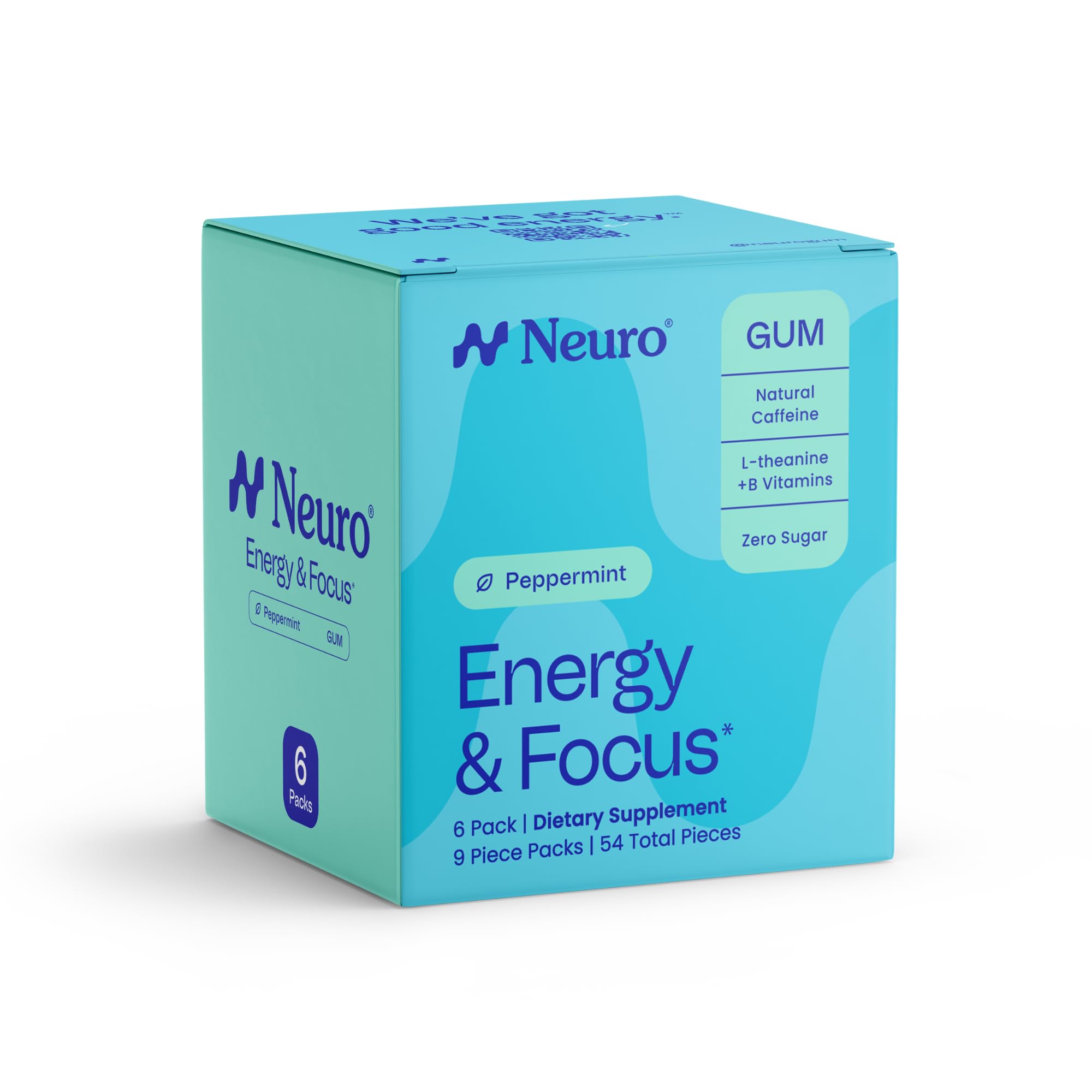 Neuro Energy & Focus Gum - 40mg Natural Caffeine Gum & Nootropic Energy Supplement with L-Theanine & B Vitamins - Sugar Free, Vegan - Peppermint, 54ct Neuro buy supplements canada