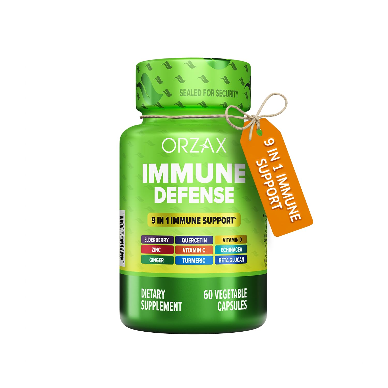 ORZAX 9 in 1 Immune Defense Booster Herbal Supplement, Specialized High Strength Formula - Vitamin C & D, Zinc, Quercetin, Turmeric & Ginger, Echinacea - Non-GMO - 60 Veggie Capsules - 30 Day Supply ORZAX buy supplements canada