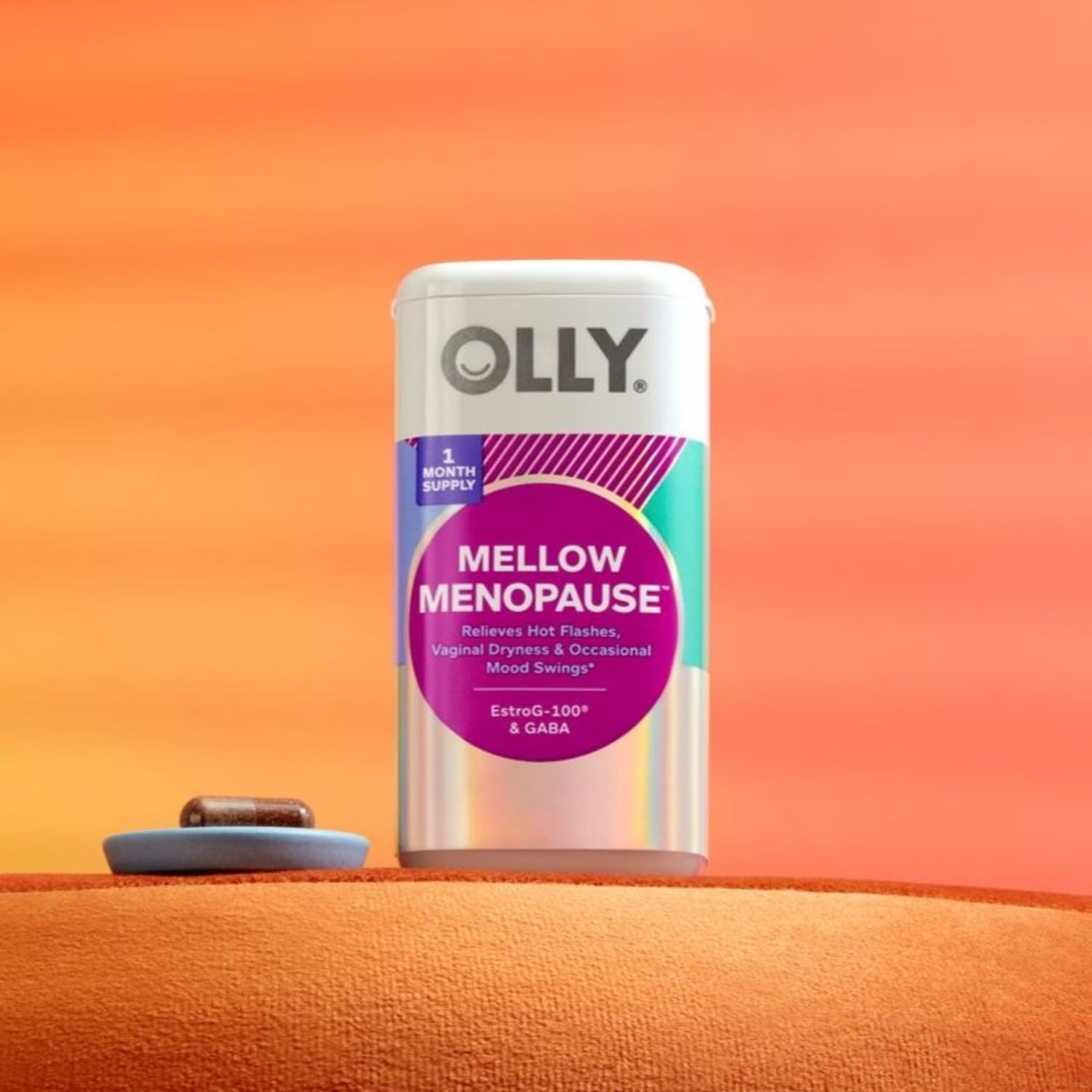 OLLY Mellow Menopause Supplements for Women, Supports Hot Flashes, Vaginal Dryness & Occasional Mood Swings,* Estro-G100®, GABA, Vegan Capsules, 1 Month Supply - 30 Count OLLY buy supplements canada
