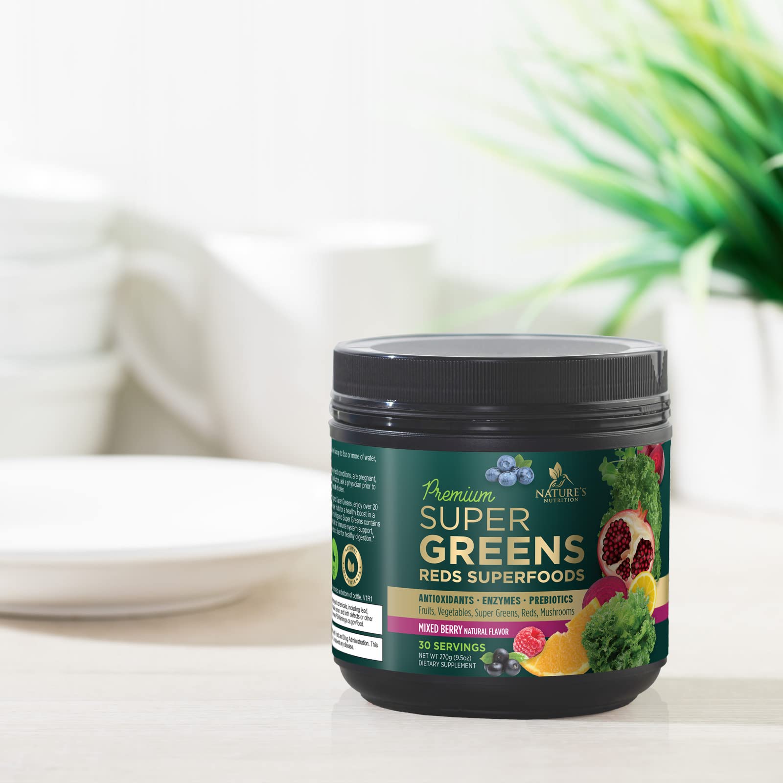 Greens Superfood Powder Supplement - Super Green Smoothie Mix Blend with Spirulina Nature's Nutrition buy supplements canada