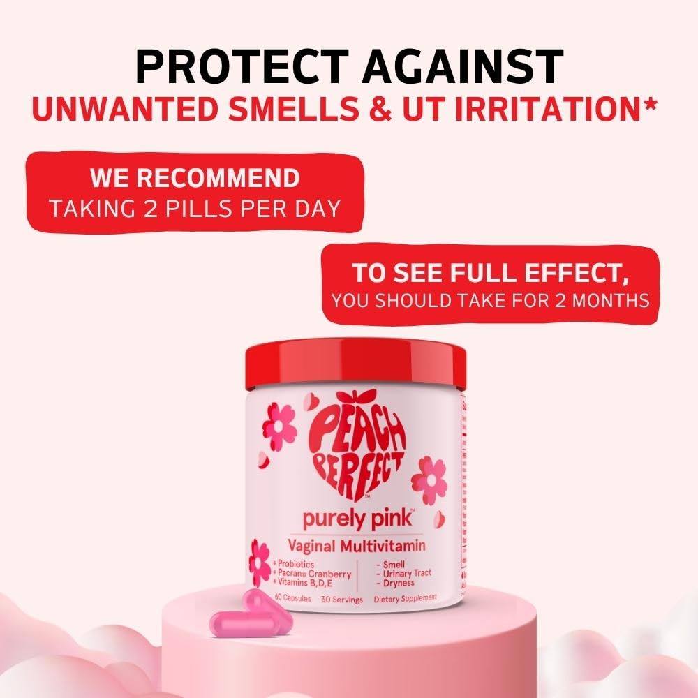 Purely Pink Prebiotic Probiotic Blend for Vaginal Health - Promote pH Balance, Healthy Flora and Odor Peach Perfect buy supplements canada