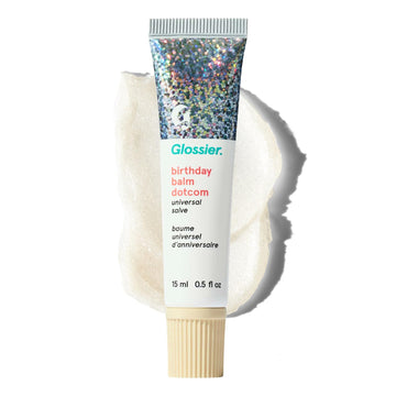 Glossier Balm Dotcom Hydrating Lip Balm - Universal Salve, Up to 12Hr Moisture - Lanolin, Beeswax & Castor Oil for Dry Lips, Cuticles & Skin - Birthday, Clear Soft Shimmer, 15ml Glossier buy supplements canada