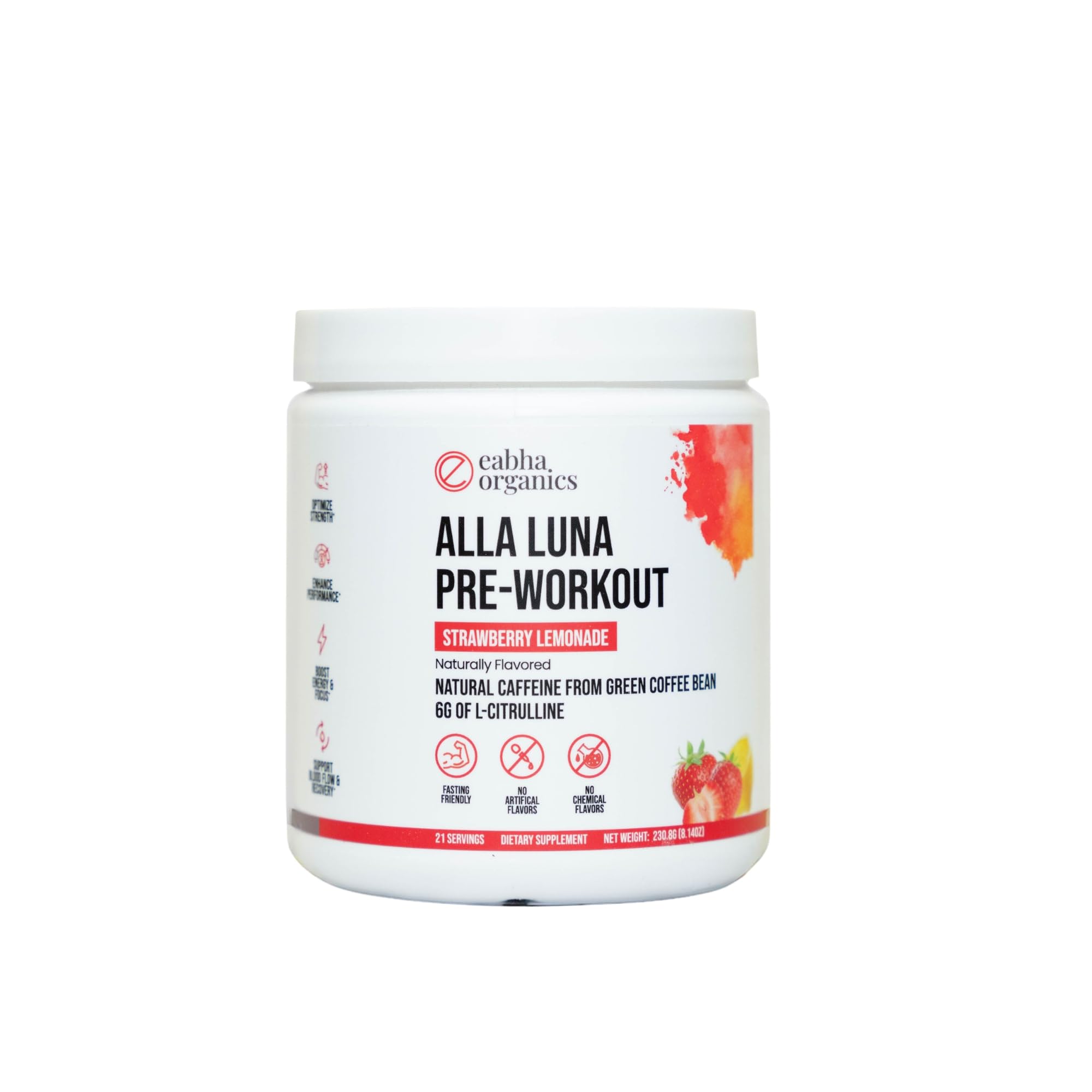 Eabha Organics Alla Luna Pre-Workout - Strawberry Lemonade - to Support Energy, Focus Eabha Organics buy supplements canada