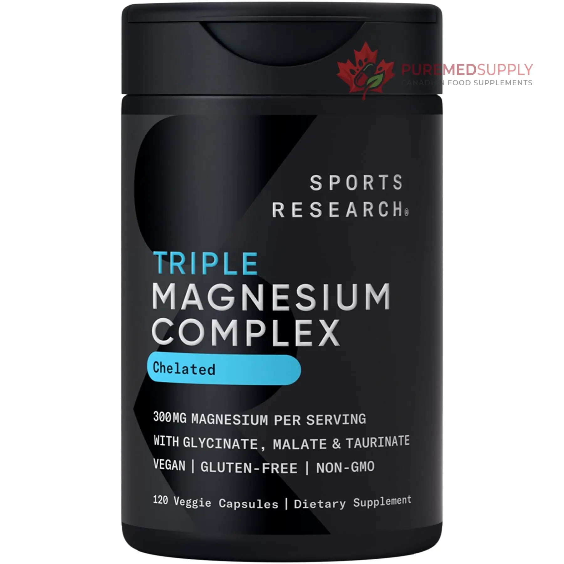 Sports Research® Chelated Triple Magnesium Complex with Glycinate, Taurinate & Malate (Chelamax®) for Enhanced Bioavailability* - 300 mg per Serving, Non-GMO, Certified Vegan, 120 Veggie Capsules Sports Research buy supplements canada