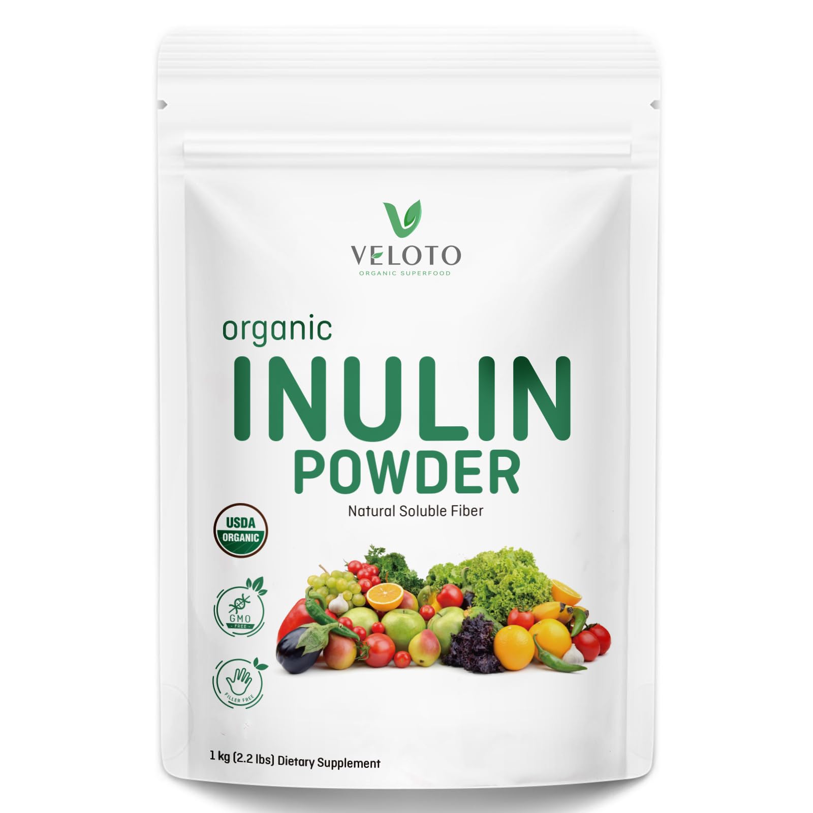 VELOTO Organic Inulin Powder – Prebiotic Fiber Supplement for Smoothies & Drinks, 2.2 lb, Flavorless, Water Soluble, Vegan & Non-GMO VELOTO buy supplements canada