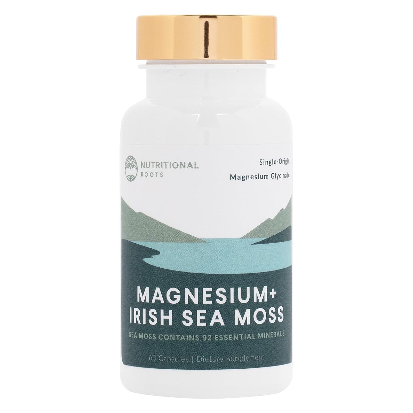 Nutritional Roots - Magnesium + Irish Sea Moss - 350mg Magnesium Glycinate & Organic Irish Sea Moss - Essential Minerals - Supports Heart & Bone Health - Dietary Supplement - 30 Servings - 60 Capsules Nutritional Roots buy supplements canada