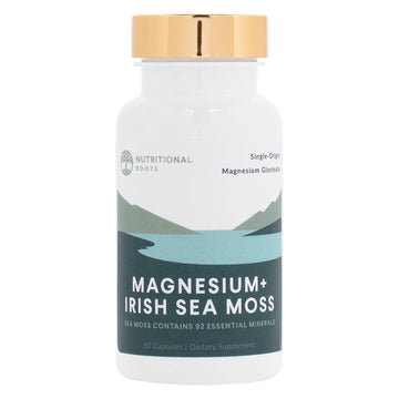 Nutritional Roots - Magnesium + Irish Sea Moss - 350mg Magnesium Glycinate & Organic Irish Sea Moss - Essential Minerals - Supports Heart & Bone Health - Dietary Supplement - 30 Servings - 60 Capsules Nutritional Roots buy supplements canada
