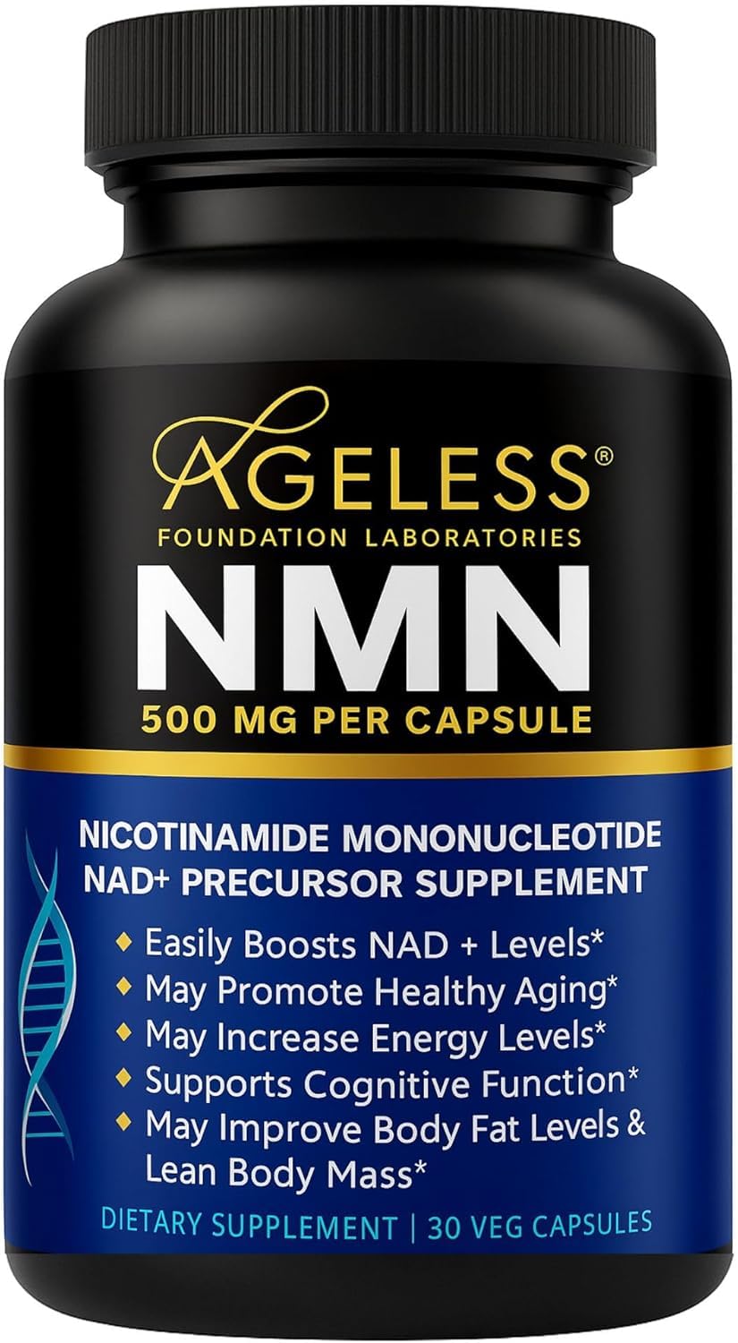 NMN Supplement 500mg Nicotinamide Mononucleotide | Supports NAD+ Levels, Energy, Cognitive Function, Muscle Health & Healthy Body Composition – Capsules (30) Ageless Foundation Laboratories buy supplements canada