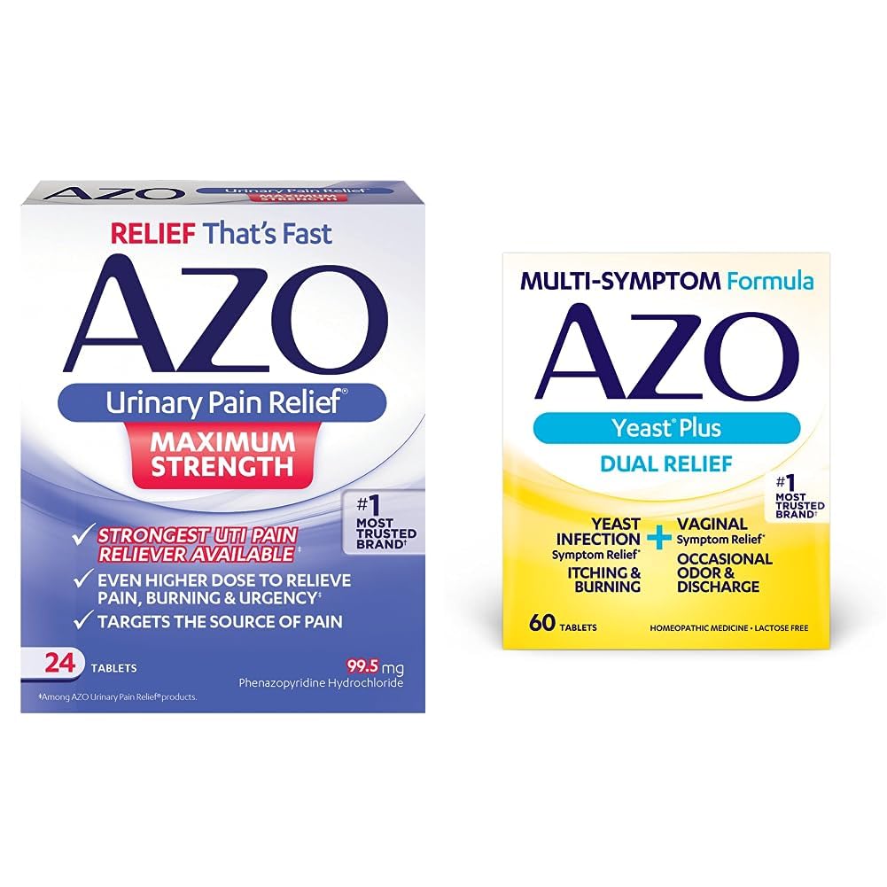 AZO Urinary Pain Relief Maximum Strength (24 Count) Fast Relief of UTI Pain, Burning & Urgency Yeast Plus AZO buy supplements canada