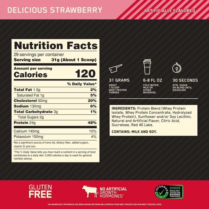 Optimum Nutrition Gold Standard 100% Whey Protein Powder, Delicious Strawberry Optimum Nutrition buy supplements canada
