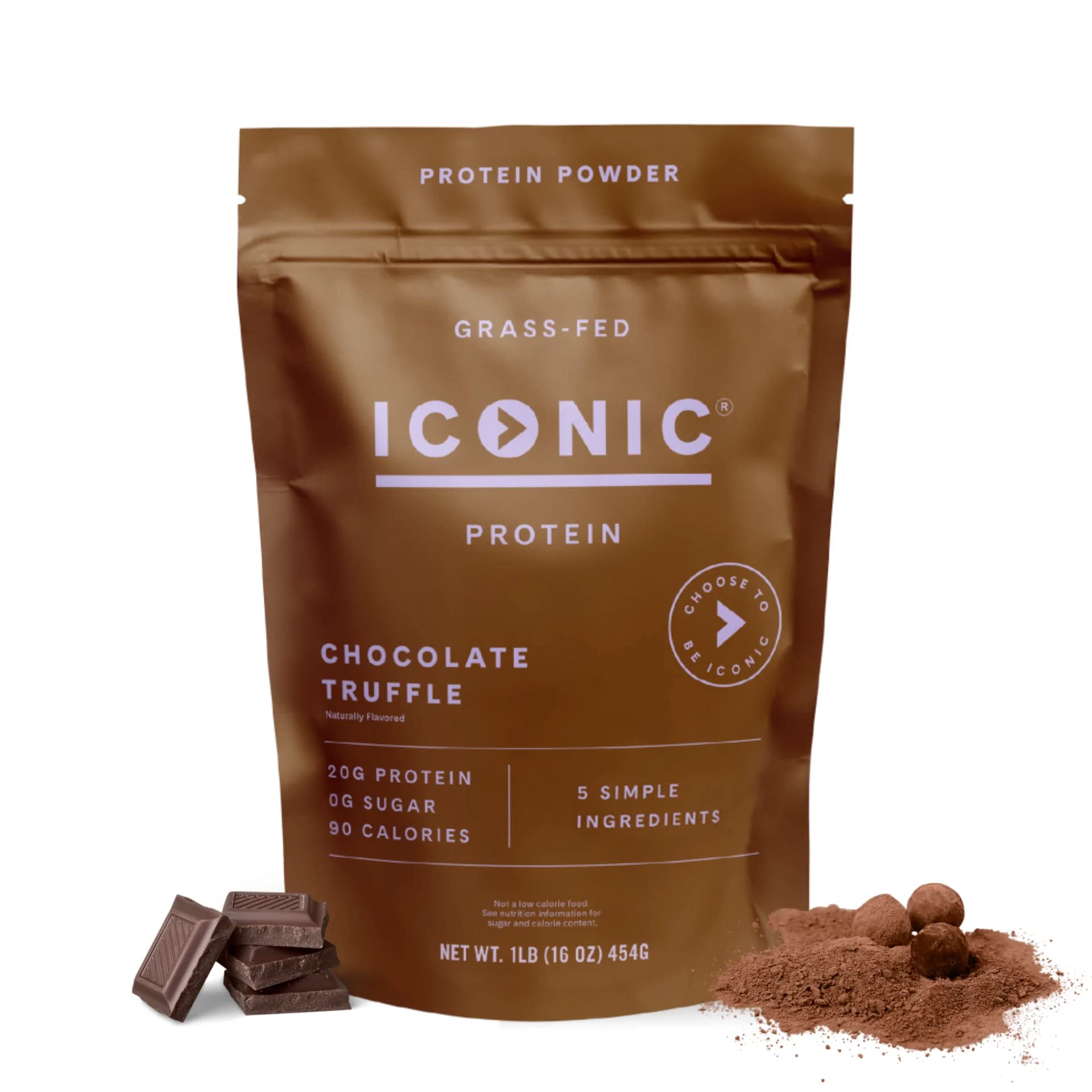 ICONIC Protein Powder, Chocolate Truffle - Sugar Free, Low Carb Protein Powder - Lactose Free, Gluten Free, Non-GMO - 20g Grass Fed Whey & Casein Protein ICONIC buy supplements canada