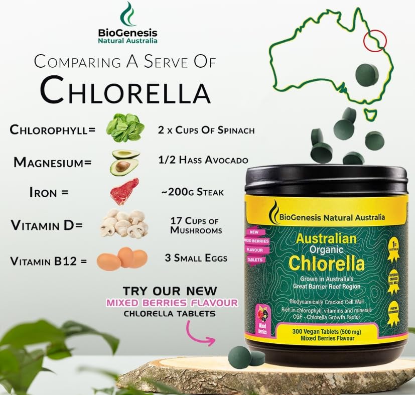 Biogenesis Organic Chlorella Tablets | Australian Grown | Chlorophyll-Rich Biogenesis buy supplements canada