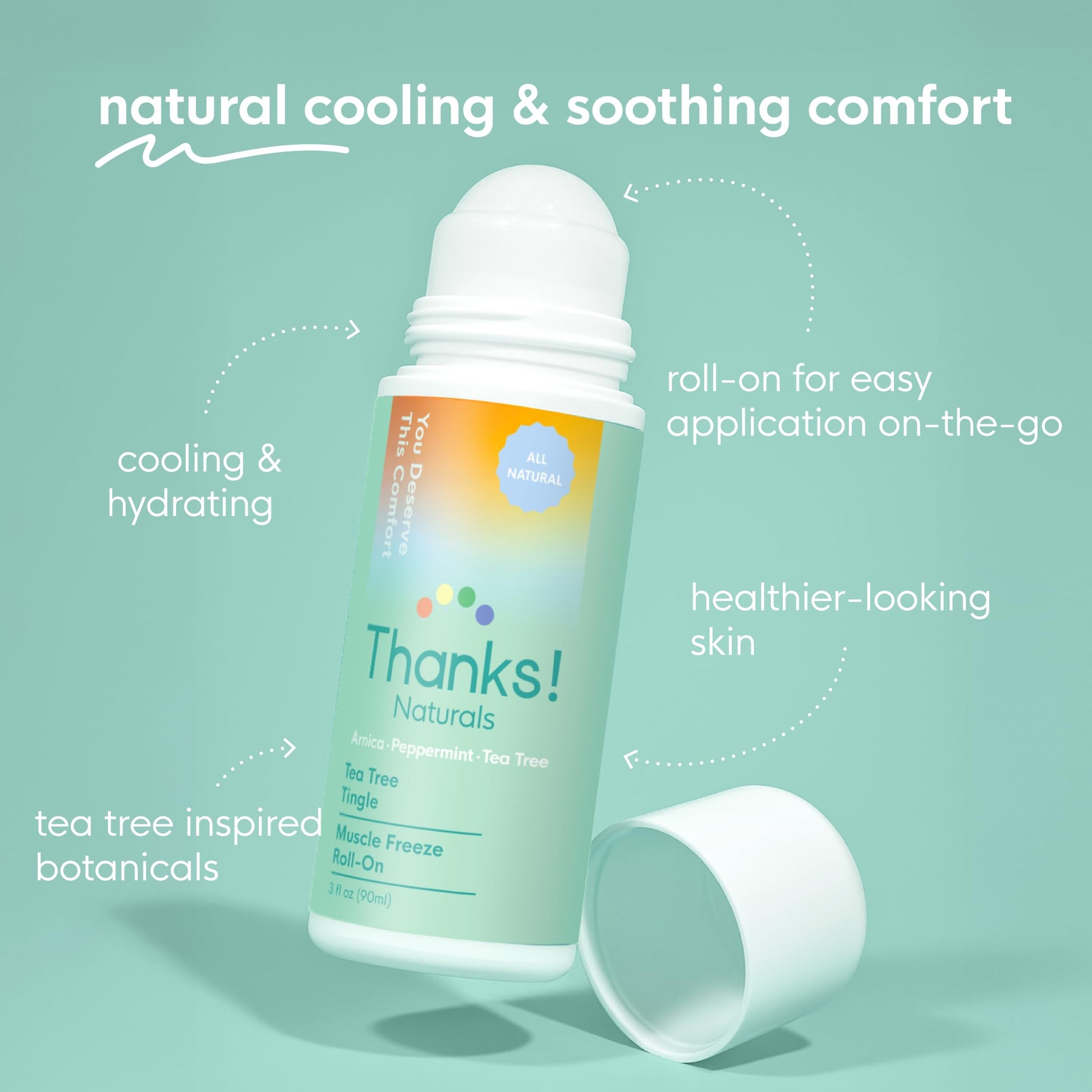 Thanks! Naturals Muscle Freeze Roll On, Tea Tree Tingle, Vegan, Cold Pressed Formula with Shea Butter, Eucalyptus & Peppermint, Use on Neck, Knees & Joints, Post Workout Essential, 3 FL OZ Thanks! Naturals buy supplements canada