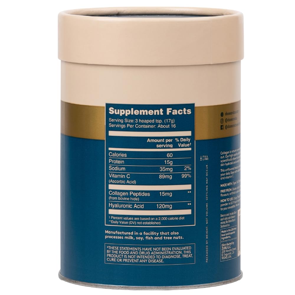 Dose & Co Beauty Collagen with Hyaluronic Acid and Vitamin C, Unflavoured - 255g Powder Supplement DOSE & CO buy supplements canada