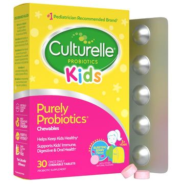 Culturelle Kids Chewable Daily Probiotic for Kids, Ages 3+, 30 Count, #1 Pediatrician-Recommended Brand, Natural Berry Flavored Daily Probiotics Culturelle buy supplements canada