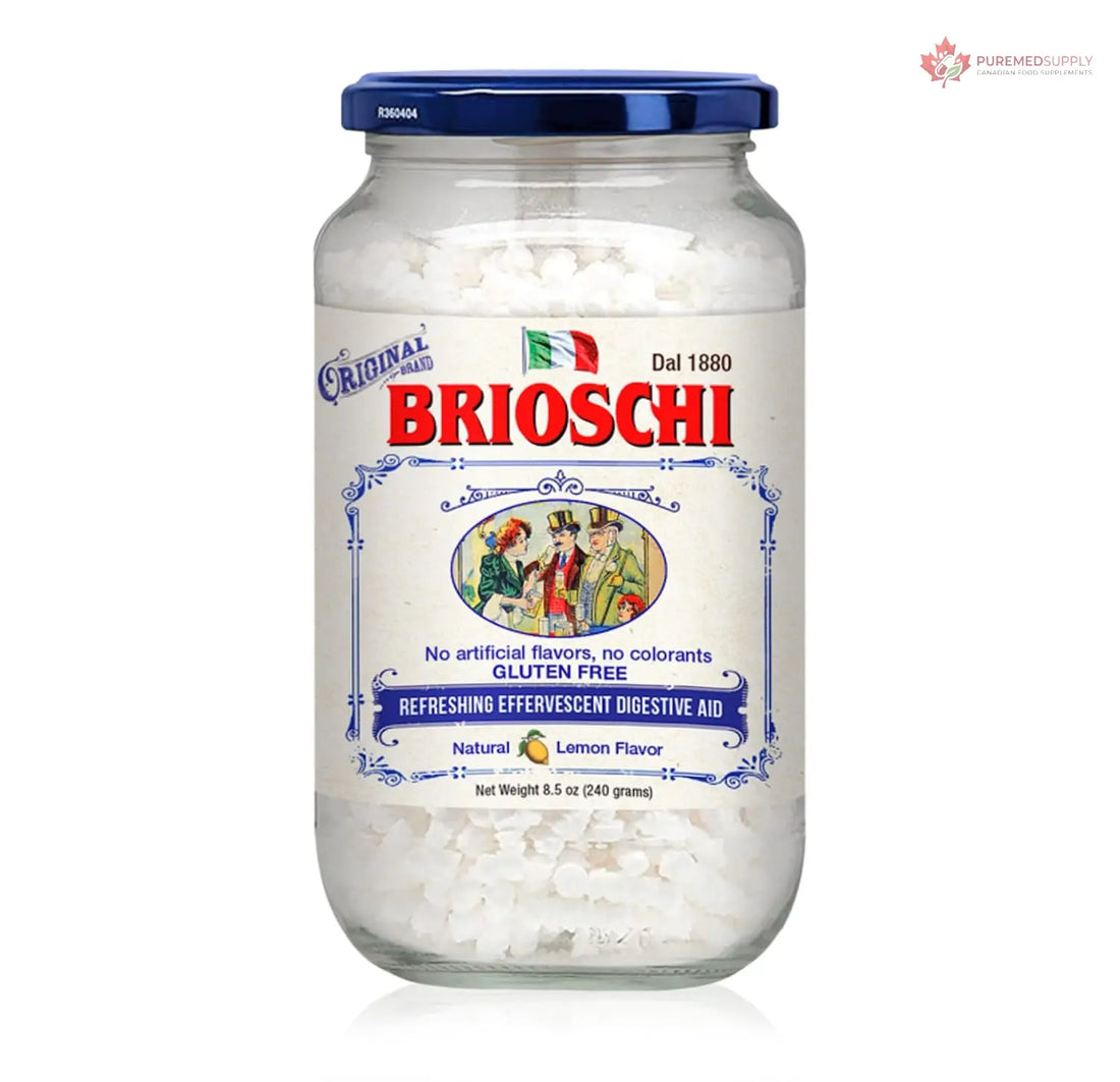 Brioschi Italian Lemon Flavored Refreshing Effervescent | Digestive Aid, Heartburn, Upset Stomach, Acid Indigestion | Gluten Free, No Colorants, No Artifictial Flavors | 48 Servings | 8.5 oz Glass Brioschi buy supplements canada