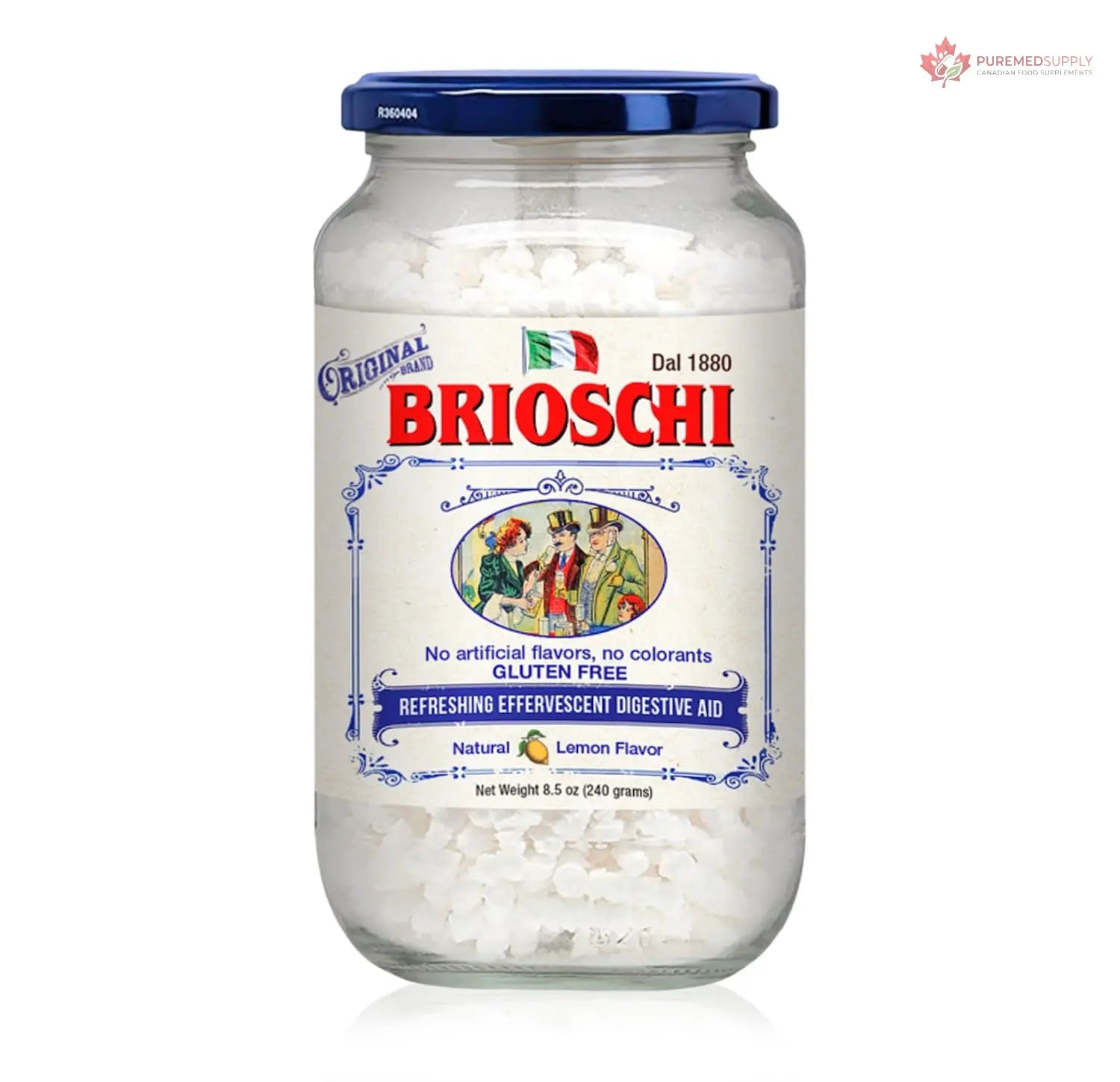 Brioschi Italian Lemon Flavored Refreshing Effervescent | Digestive Aid, Heartburn, Upset Stomach, Acid Indigestion | Gluten Free, No Colorants, No Artifictial Flavors | 48 Servings | 8.5 oz Glass Brioschi buy supplements canada
