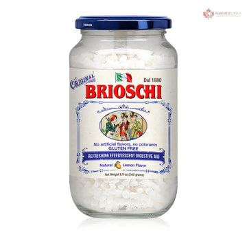 Brioschi Italian Lemon Flavored Refreshing Effervescent | Digestive Aid, Heartburn, Upset Stomach, Acid Indigestion | Gluten Free, No Colorants, No Artifictial Flavors | 48 Servings | 8.5 oz Glass Brioschi buy supplements canada