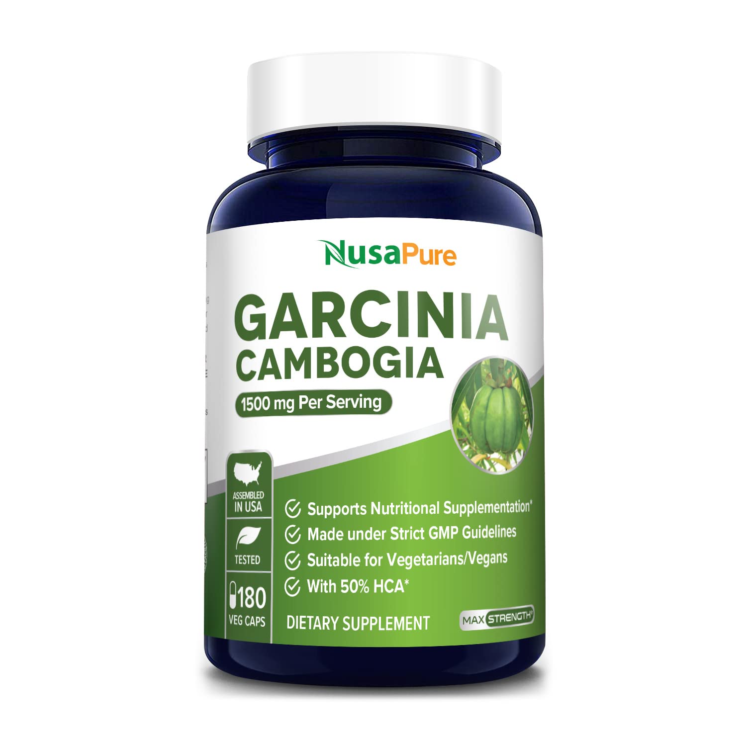 Garcinia Cambogia 180 Veggie Caps 1500mg (Vegetarian, Natural, Non-GMO & Gluten Free) NusaPure buy supplements canada