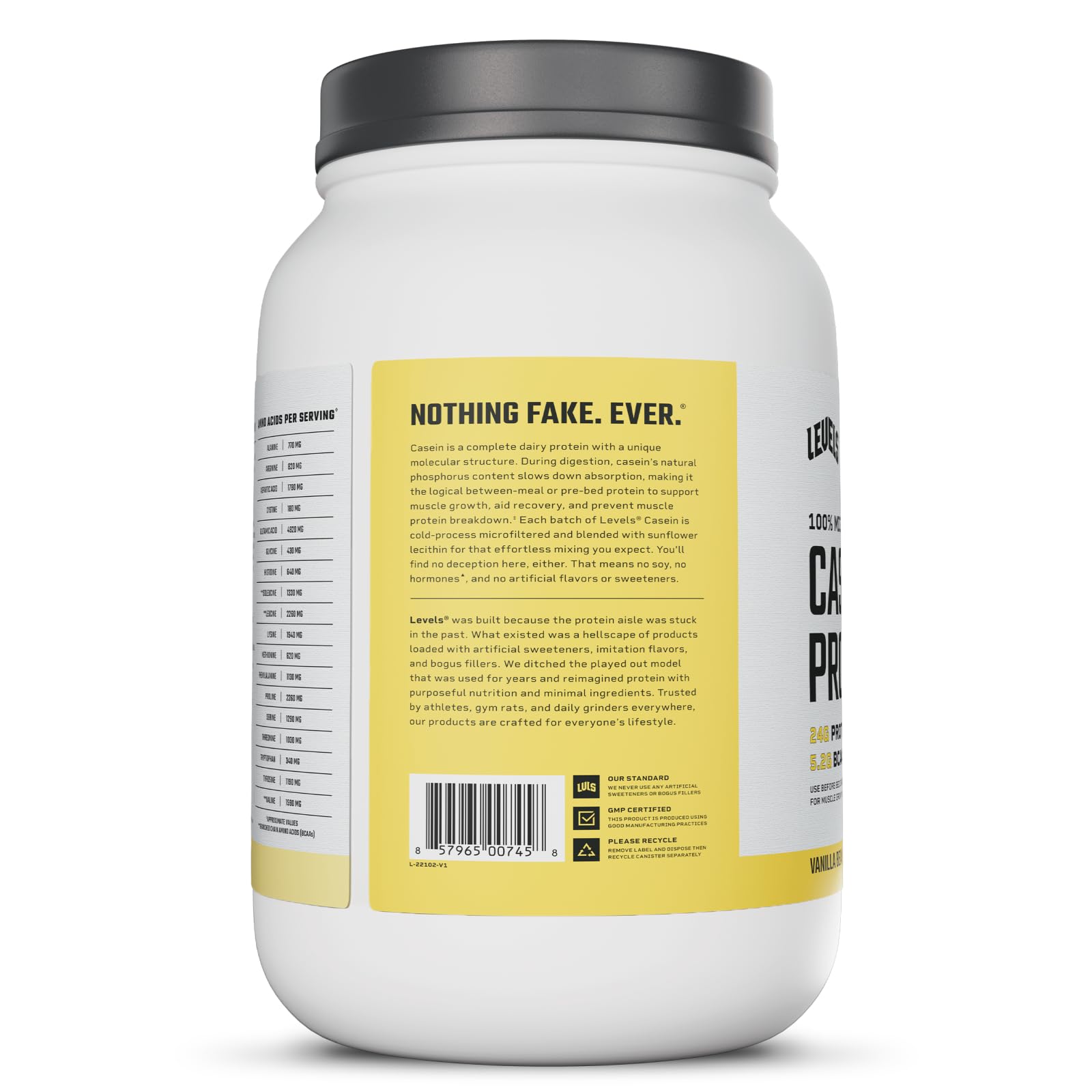 Levels 100% Micellar Casein Protein, Hormone Free, Vanilla Bean, 2LB Levels Nutrition buy supplements canada