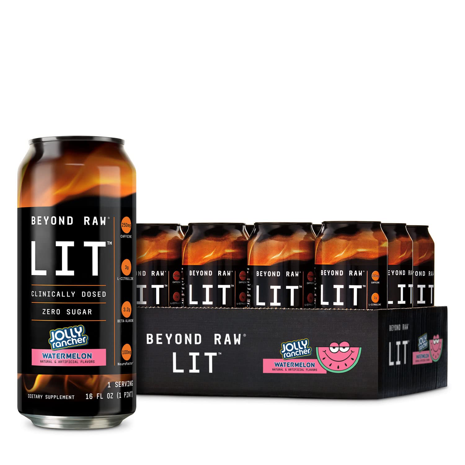 BEYOND RAW LIT On The Go | Ready to Drink Cans | Contains Caffeine, L-Citrulline, Beta-Alanine, and Nitric Oxide | Jolly Rancher Watermelon | 12 Count BEYOND RAW buy supplements canada
