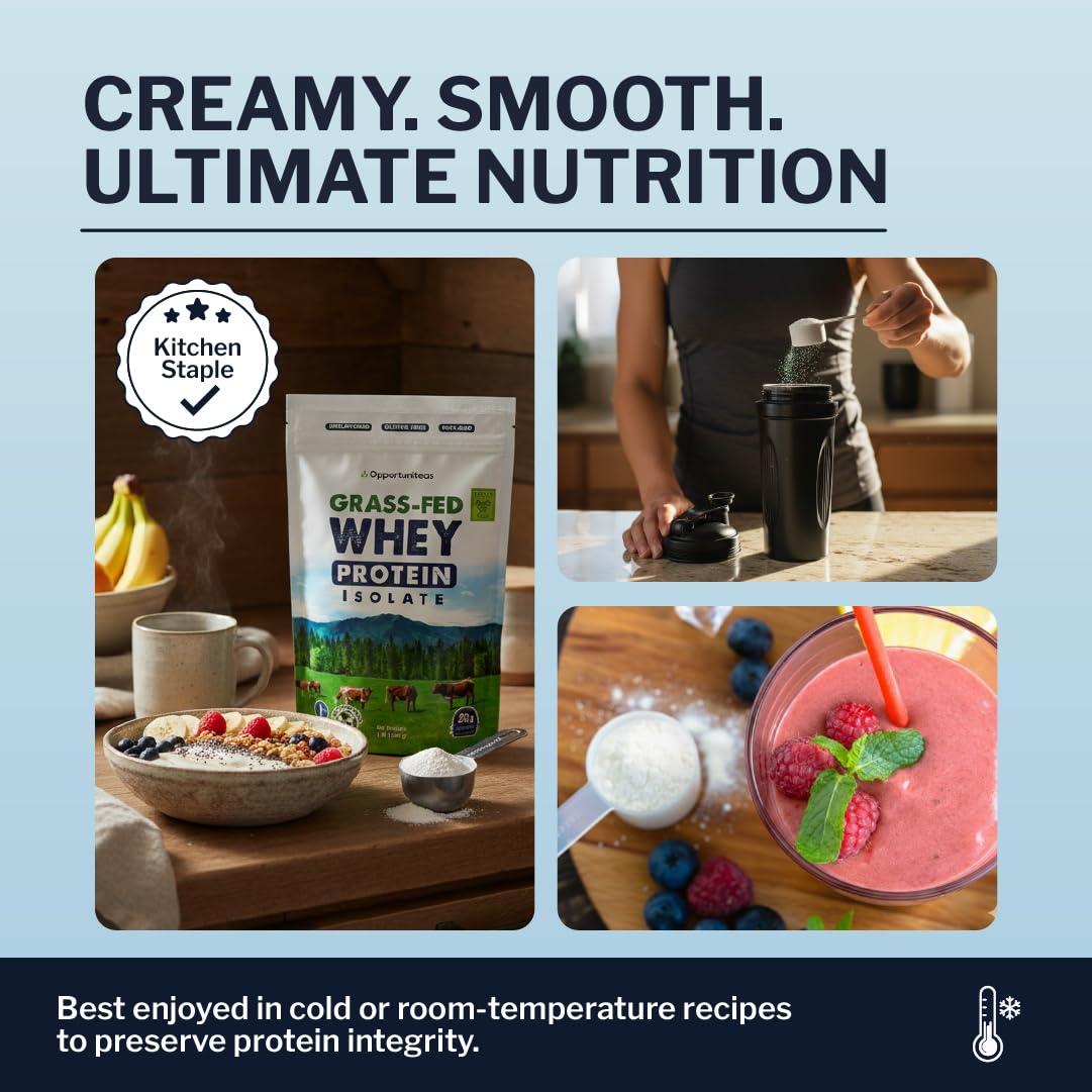 Opportuniteas Grass Fed Whey Isolate Protein Powder – Unflavored, Heavy-Metal Tested, 28g Protein, Sourced from Ireland, Hormone-Free, Non-GMO, Packaged in USA – 1lb Opportuniteas buy supplements canada