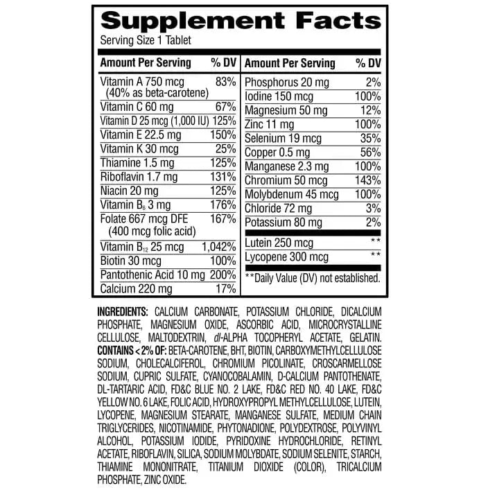 AGILIPET Equate Complete Multivitamin/Multimineral Supplement Tablets, Adults 50+, 220 Count (Pack of 1) Sticker AGILIPET buy supplements canada