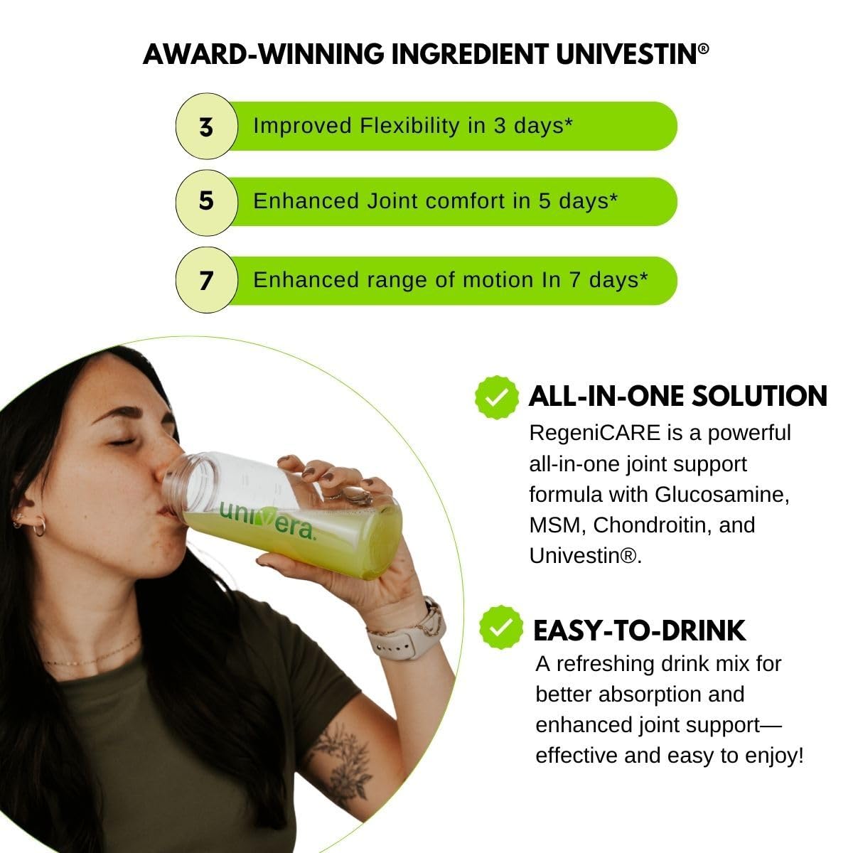 Holiday Gift Set, Joint Support with Univestin®, Glucosamine, Chondroitin & MSM — Bottle & Frother Included, Green Apple Flavor, 30 Servings Univera buy supplements canada