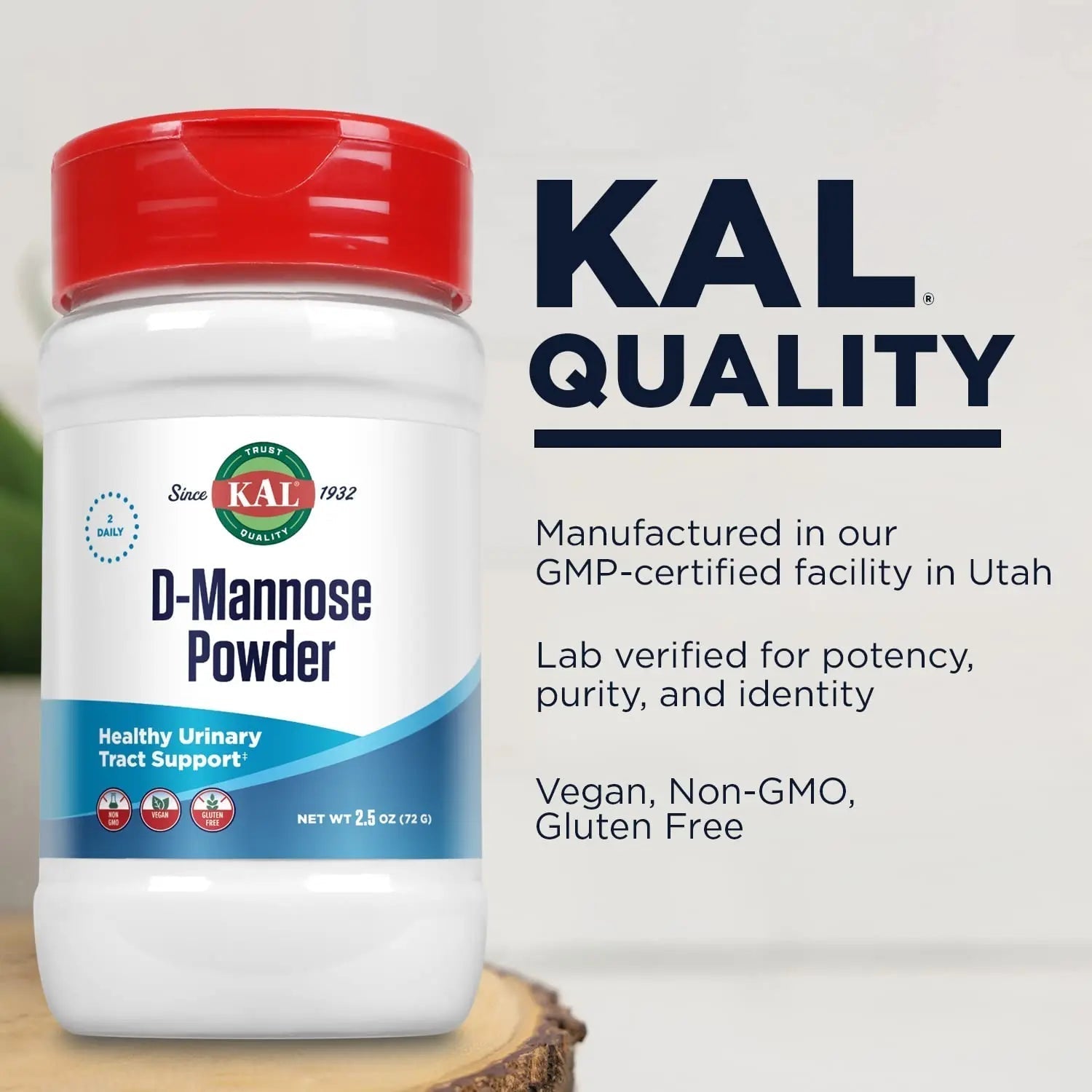 KAL D Mannose Powder 1600 mg, Easy-to-Mix, Fast-Dissolving D-Mannose - Urinary Tract Health and Bladder Support - Unflavored Powder, Non-GMO, Vegan, Gluten Free, 60-Day Guarantee, 45 Servings, 2.5oz KAL buy supplements canada